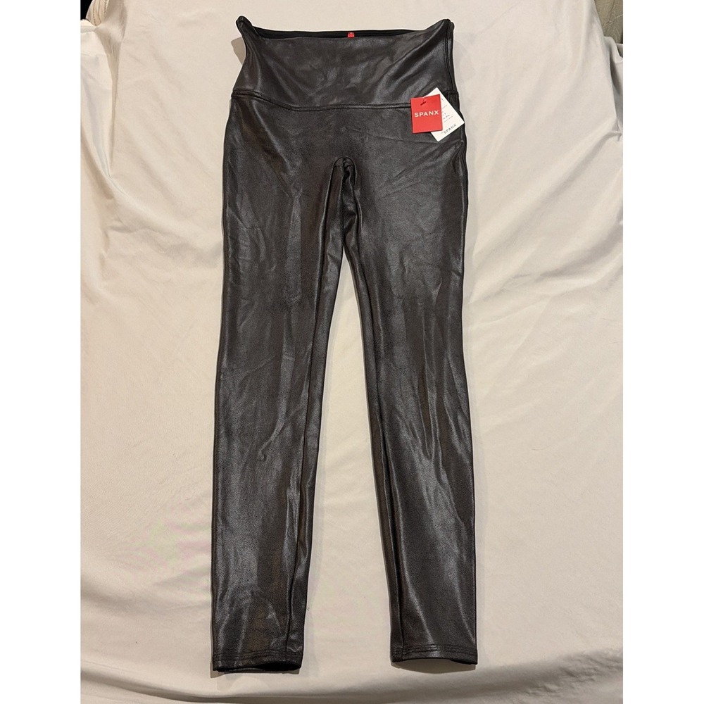 NWT Spanx Women's Faux Leather Legging, Black, Size L